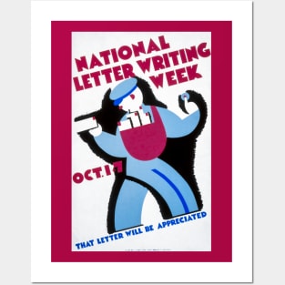 Nicely retouched "National Letter Writing Week" WPA Poster Print Posters and Art